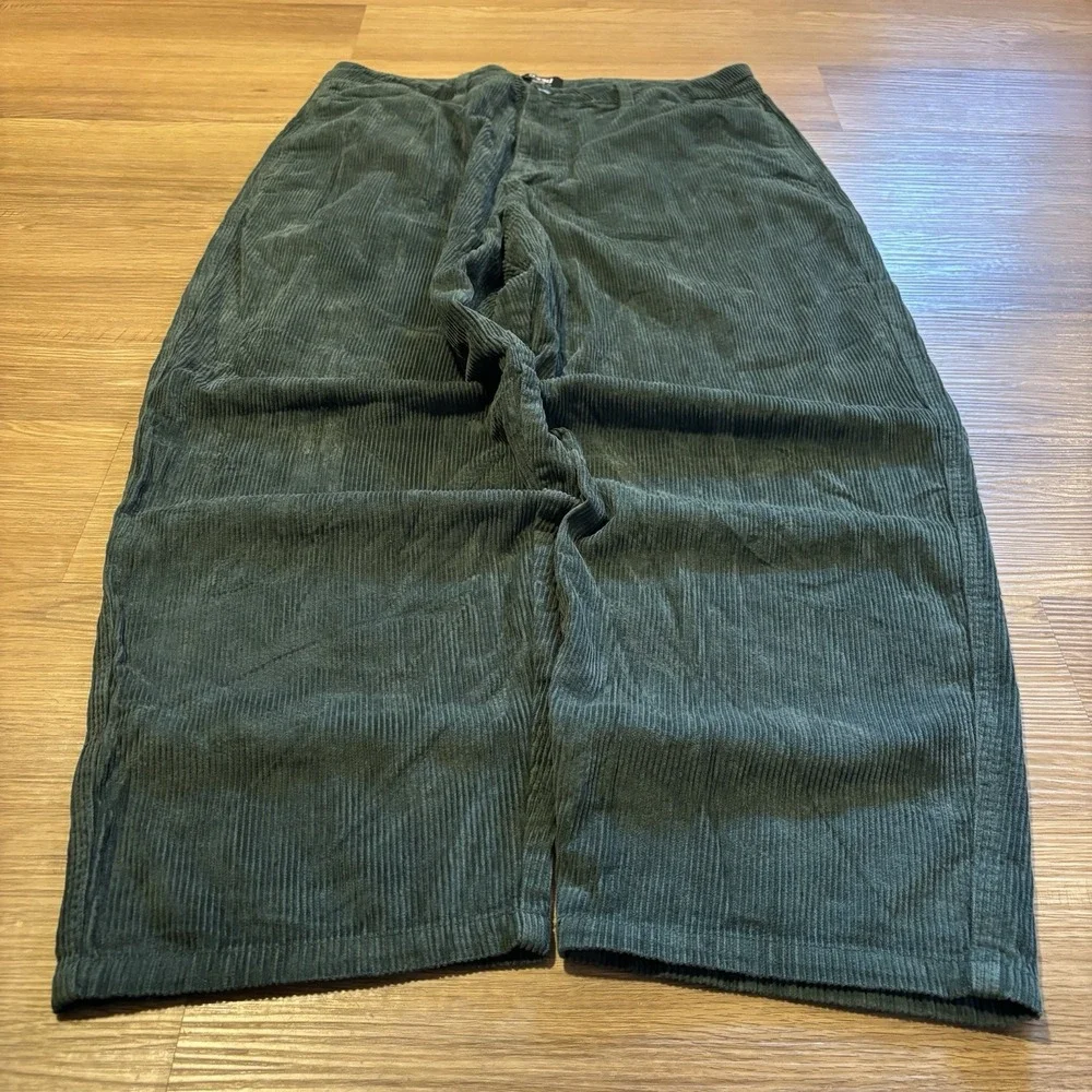 CCS Baggy Taper Corduroy Pants 32x28 (Fits 34x27) Forest Green Grunge Skater Y2K